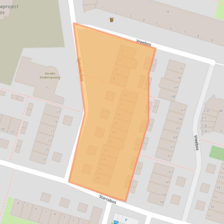 Kaart van postcodegebied 2716JX.