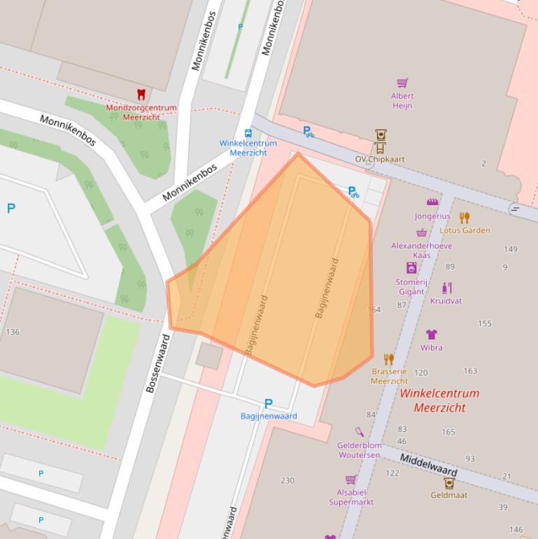 Kaart van postcodegebied 2716XA.