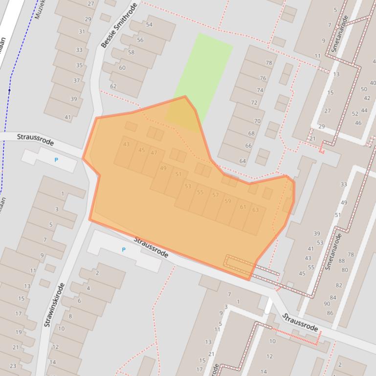 Kaart van postcodegebied 2717AG.
