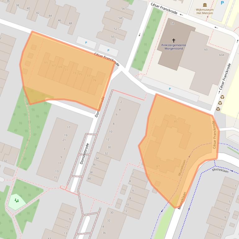 Kaart van postcodegebied 2717BC.