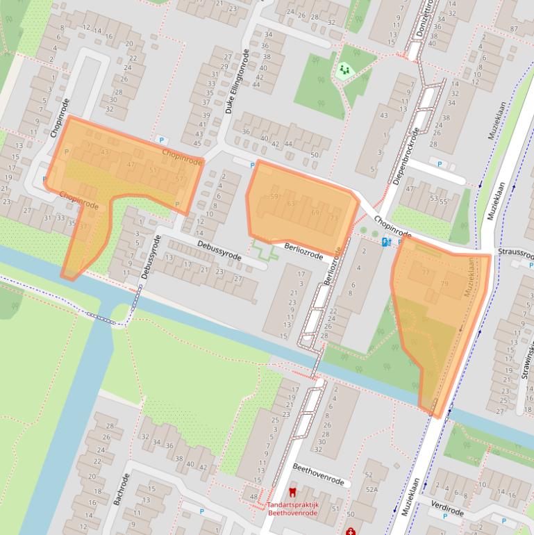Kaart van postcodegebied 2717BJ.