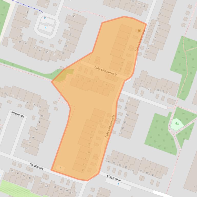 Kaart van postcodegebied 2717BL.