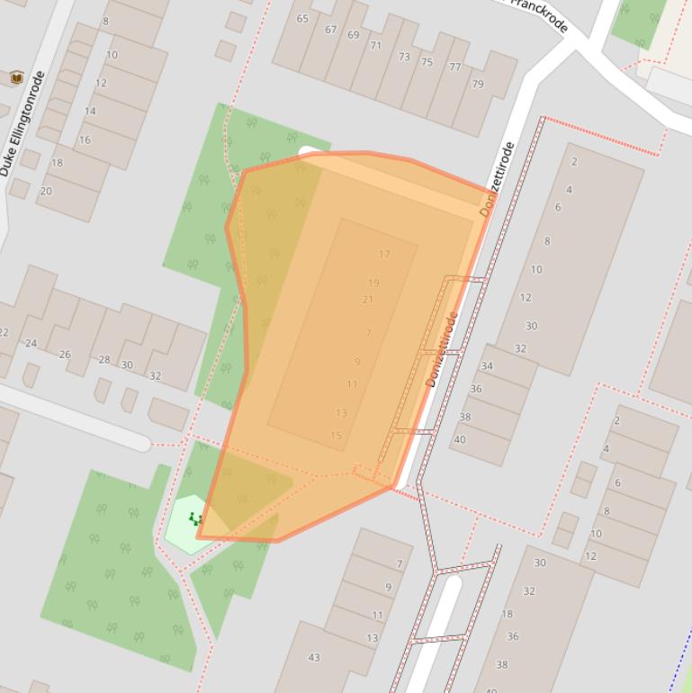 Kaart van postcodegebied 2717BV.