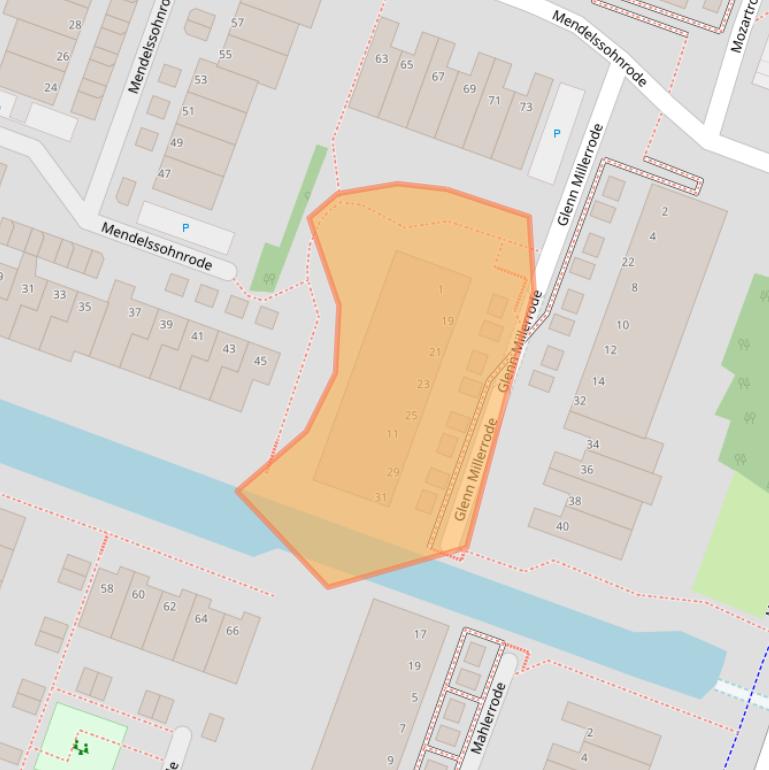 Kaart van postcodegebied 2717CA.