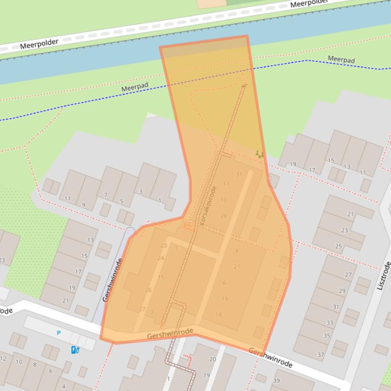 Kaart van postcodegebied 2717EV.