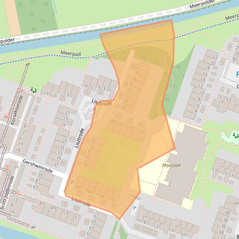 Kaart van postcodegebied 2717EZ.