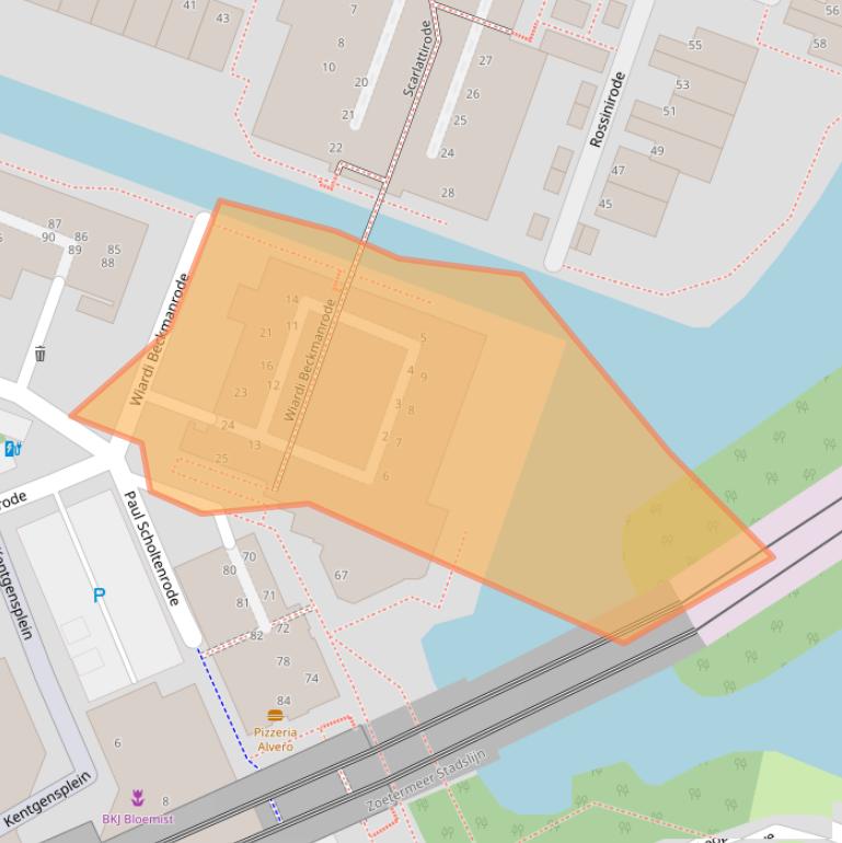 Kaart van postcodegebied 2717GT.