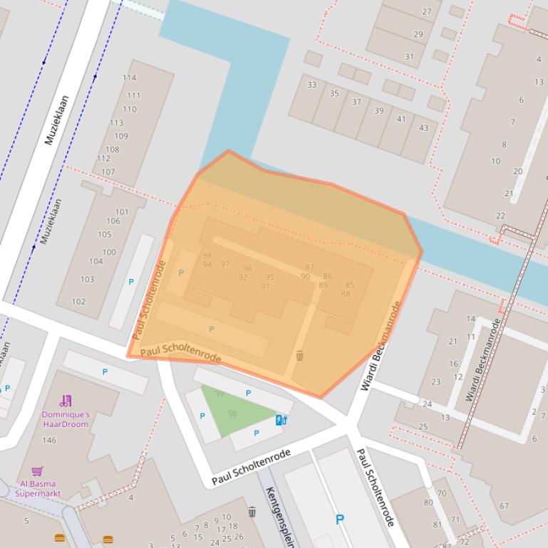 Kaart van postcodegebied 2717HE.