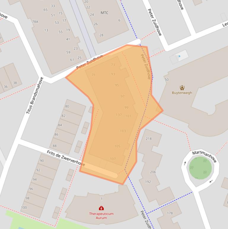 Kaart van postcodegebied 2717TN.