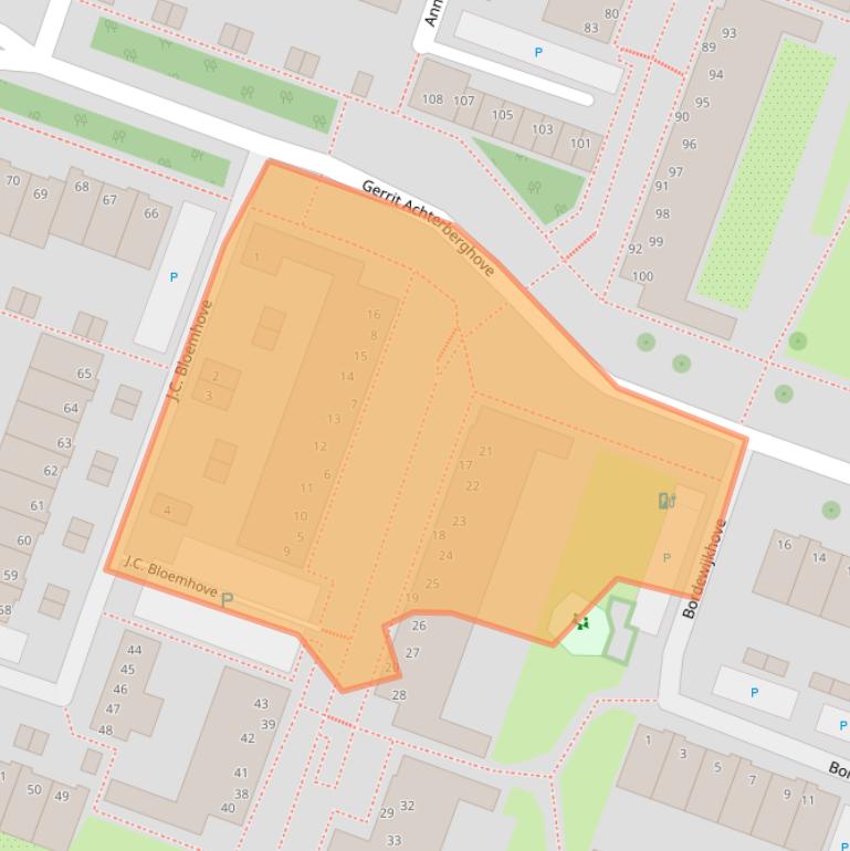 Kaart van postcodegebied 2717WT.