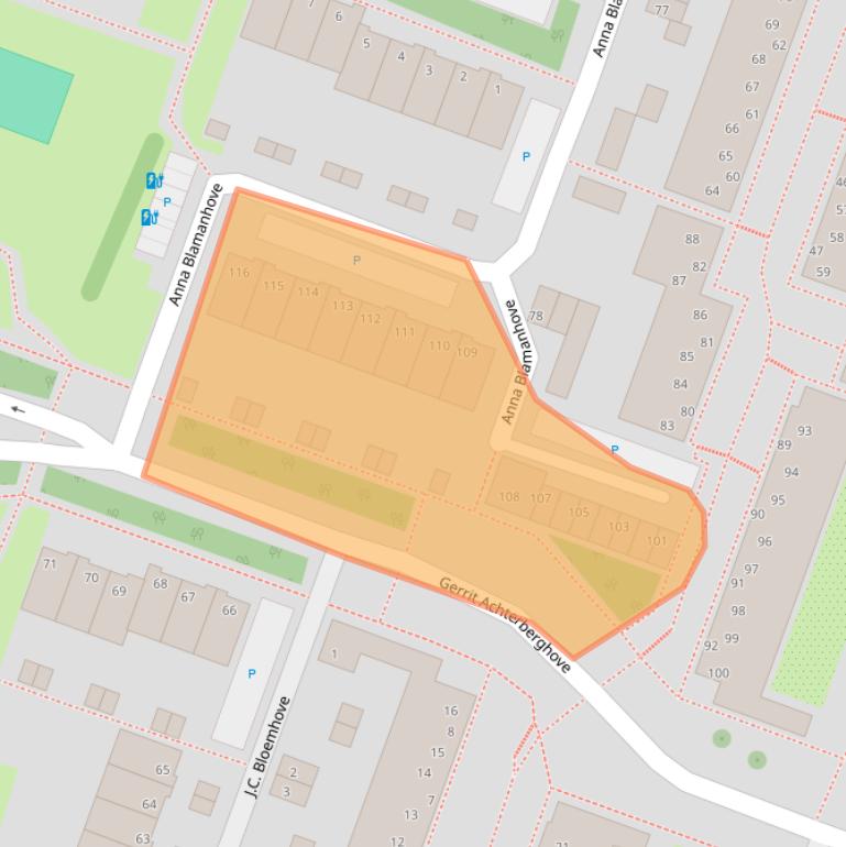 Kaart van postcodegebied 2717XE.