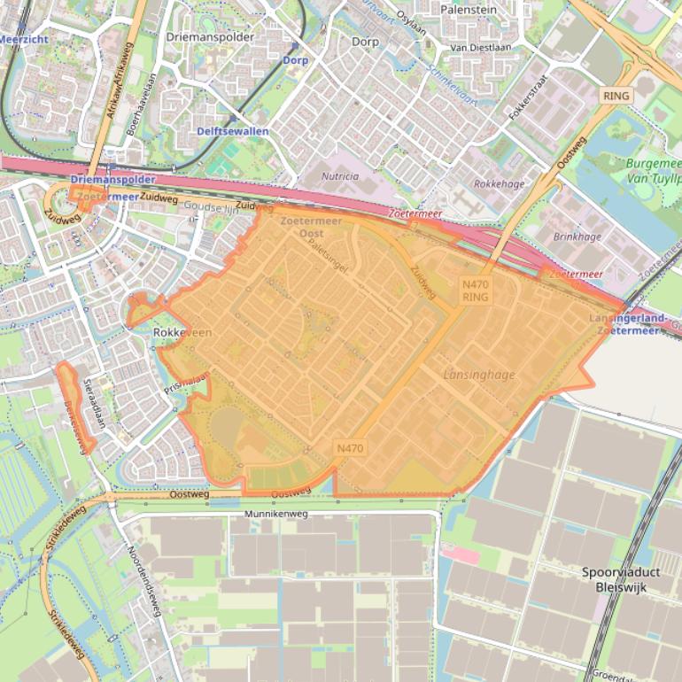 Kaart van postcodegebied 2718.