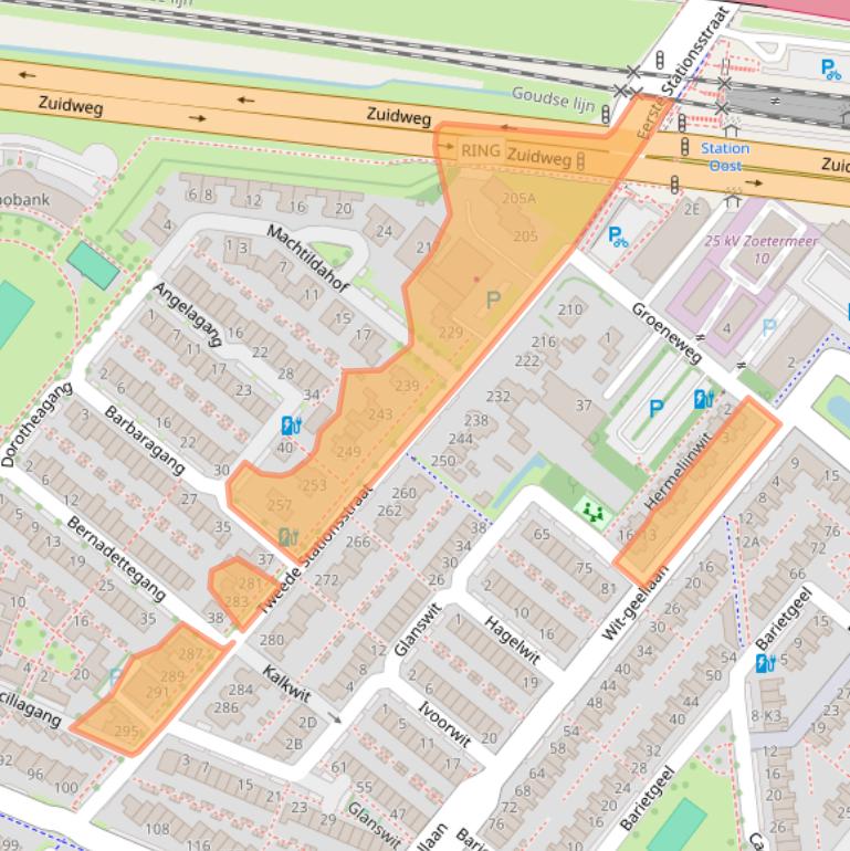 Kaart van postcodegebied 2718AB.