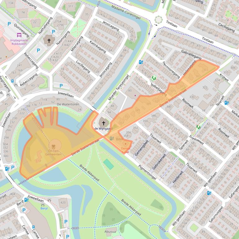 Kaart van postcodegebied 2718AJ.