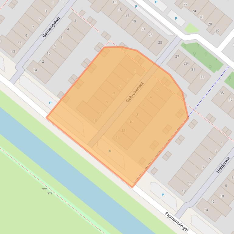 Kaart van postcodegebied 2718AX.