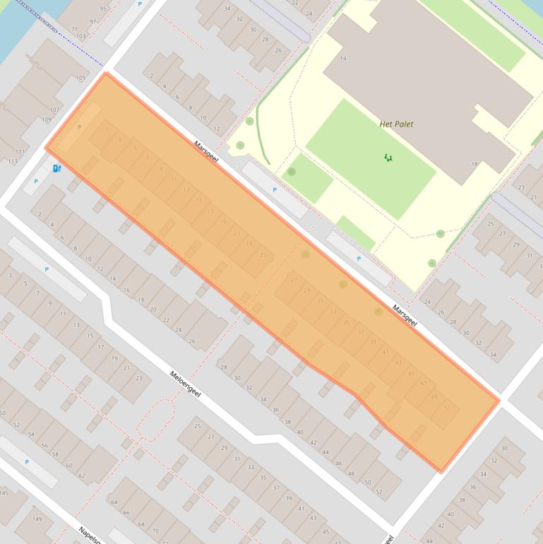 Kaart van postcodegebied 2718CE.