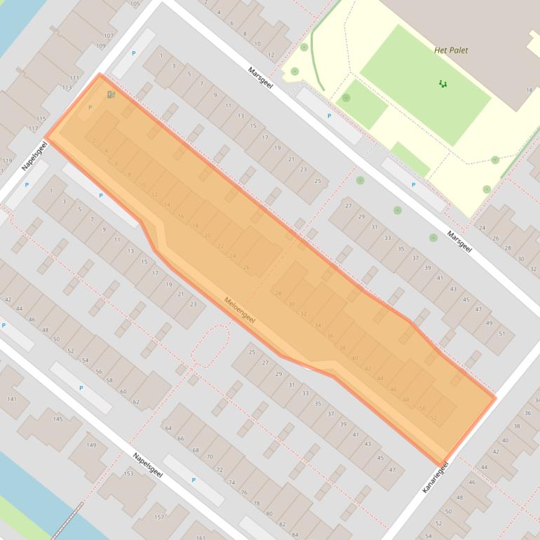 Kaart van postcodegebied 2718CG.
