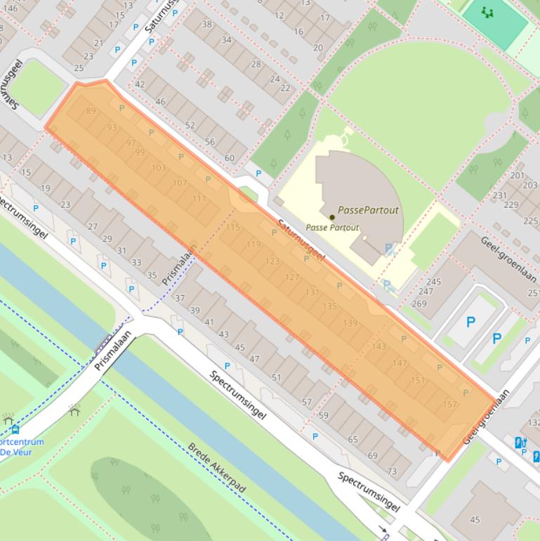 Kaart van postcodegebied 2718CW.