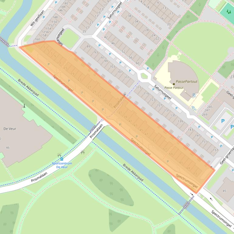 Kaart van postcodegebied 2718CZ.