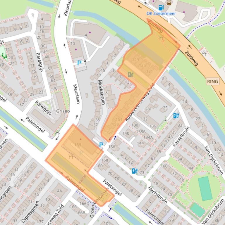 Kaart van postcodegebied 2718EM.