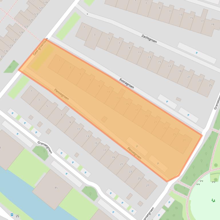 Kaart van postcodegebied 2718EZ.