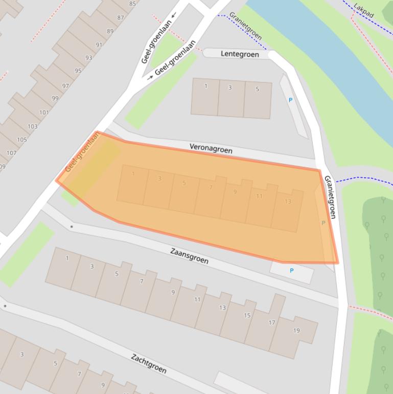 Kaart van postcodegebied 2718GK.