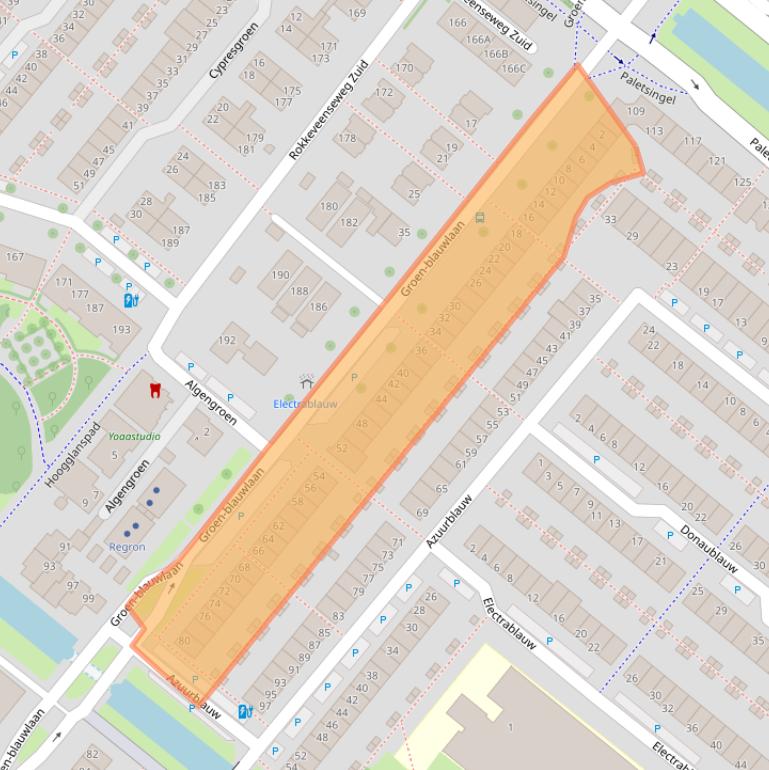 Kaart van postcodegebied 2718JA.