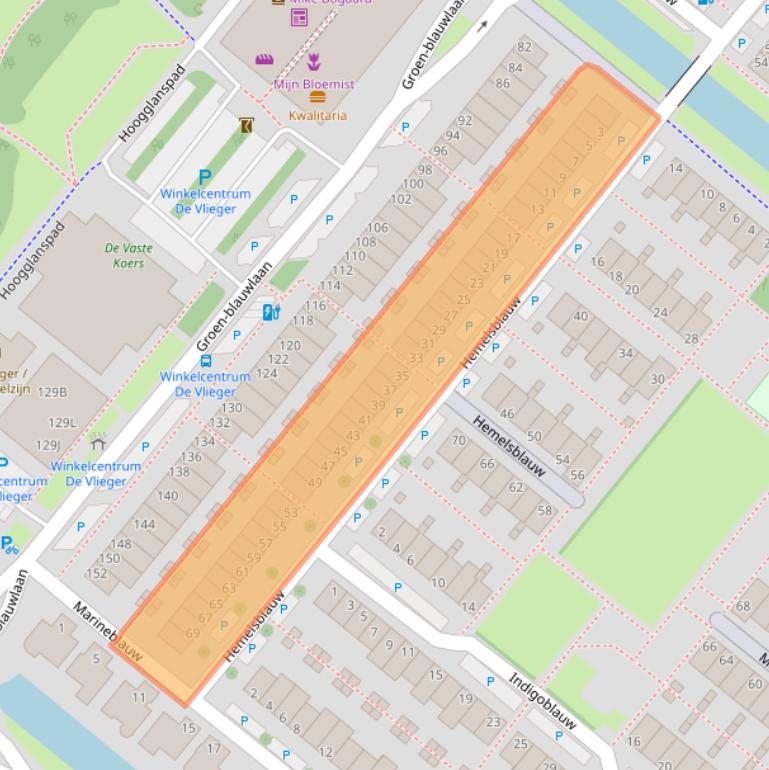 Kaart van postcodegebied 2718JW.