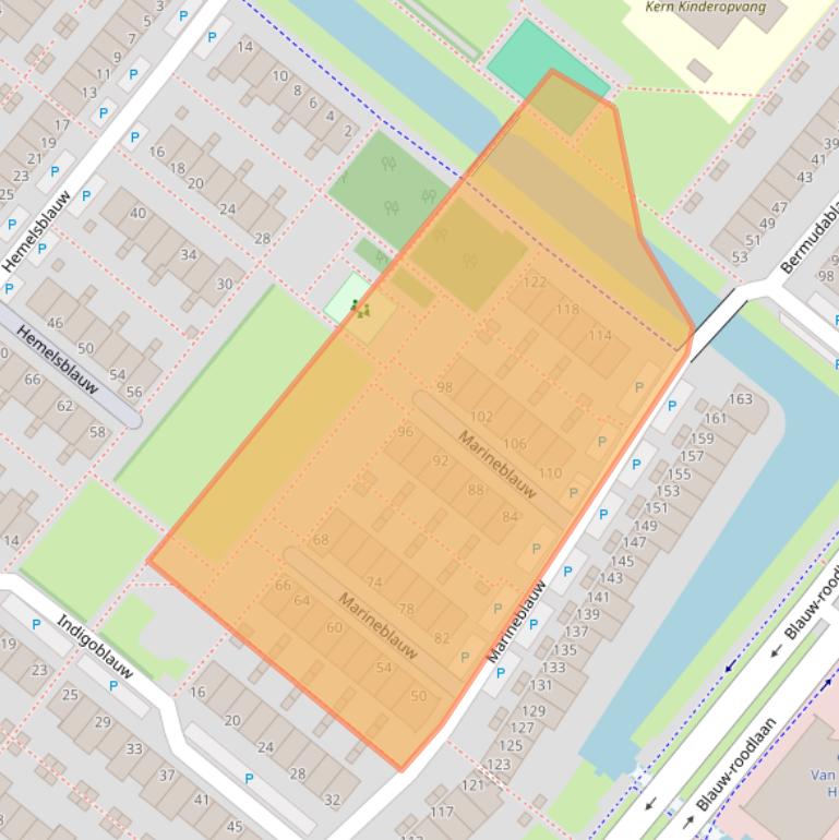 Kaart van postcodegebied 2718KB.