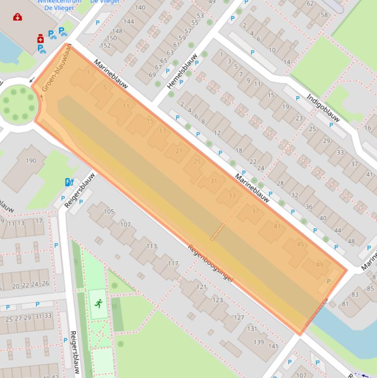 Kaart van postcodegebied 2718KC.