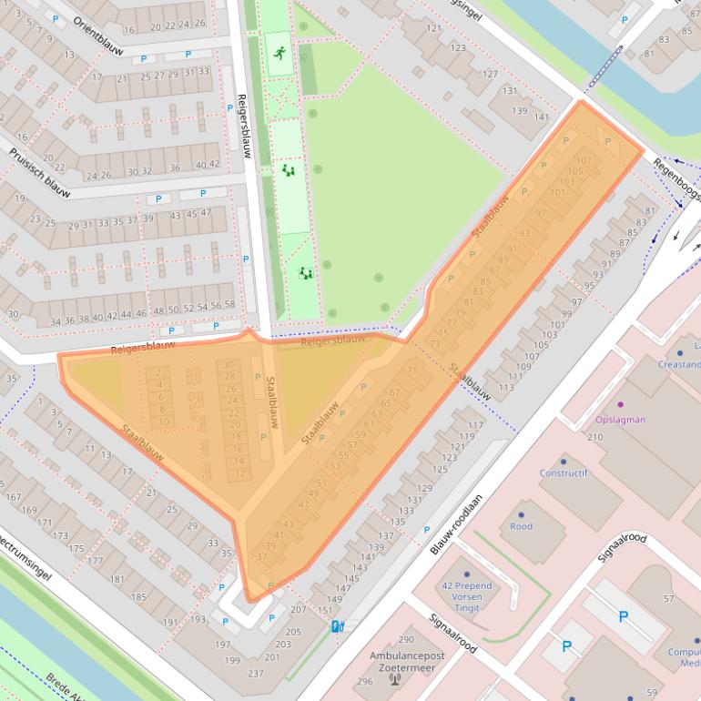 Kaart van postcodegebied 2718KR.