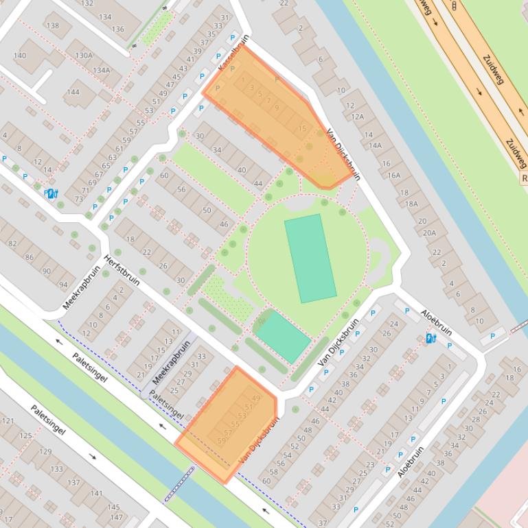 Kaart van postcodegebied 2718NN.