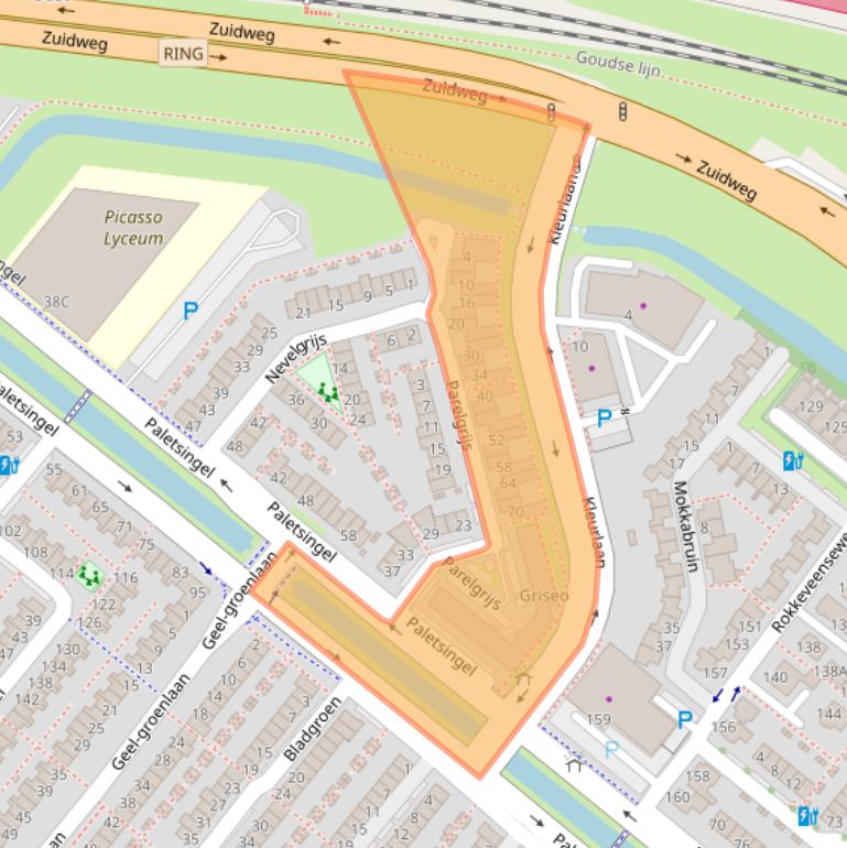 Kaart van postcodegebied 2718NV.