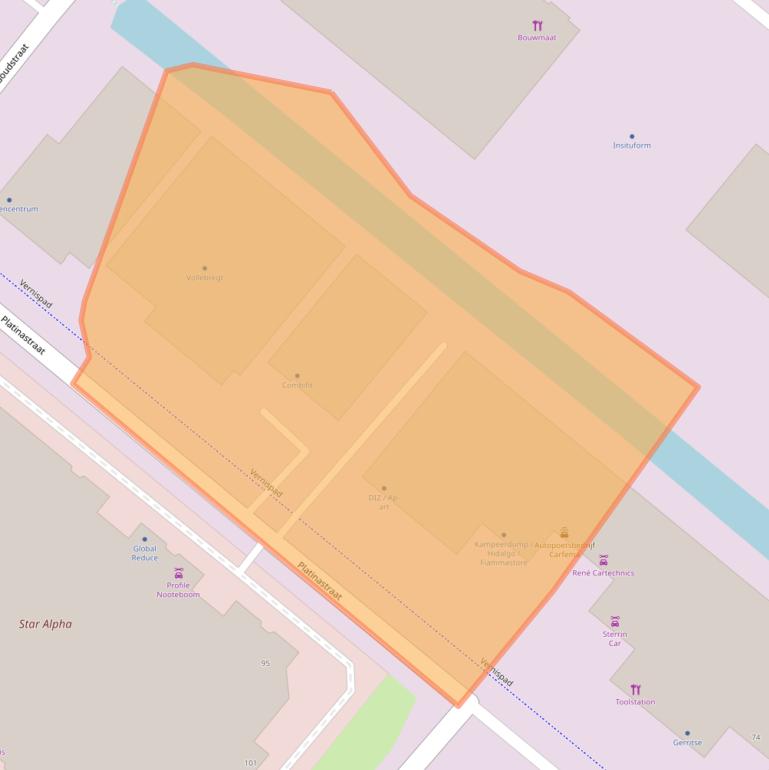 Kaart van postcodegebied 2718RZ.