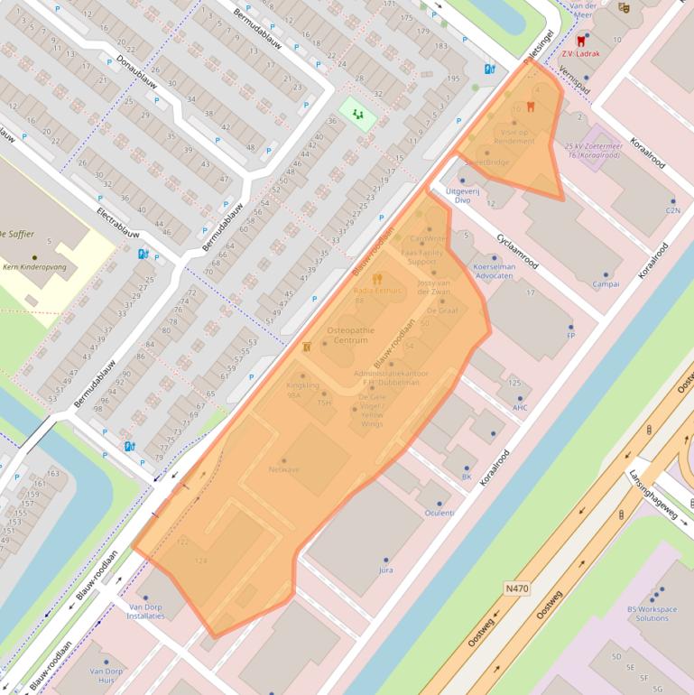 Kaart van postcodegebied 2718SJ.