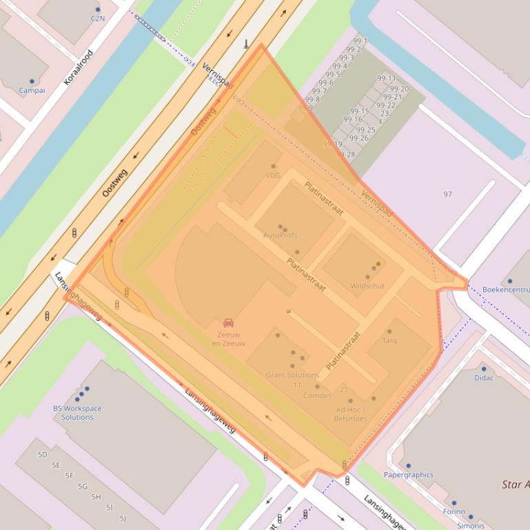 Kaart van postcodegebied 2718SZ.