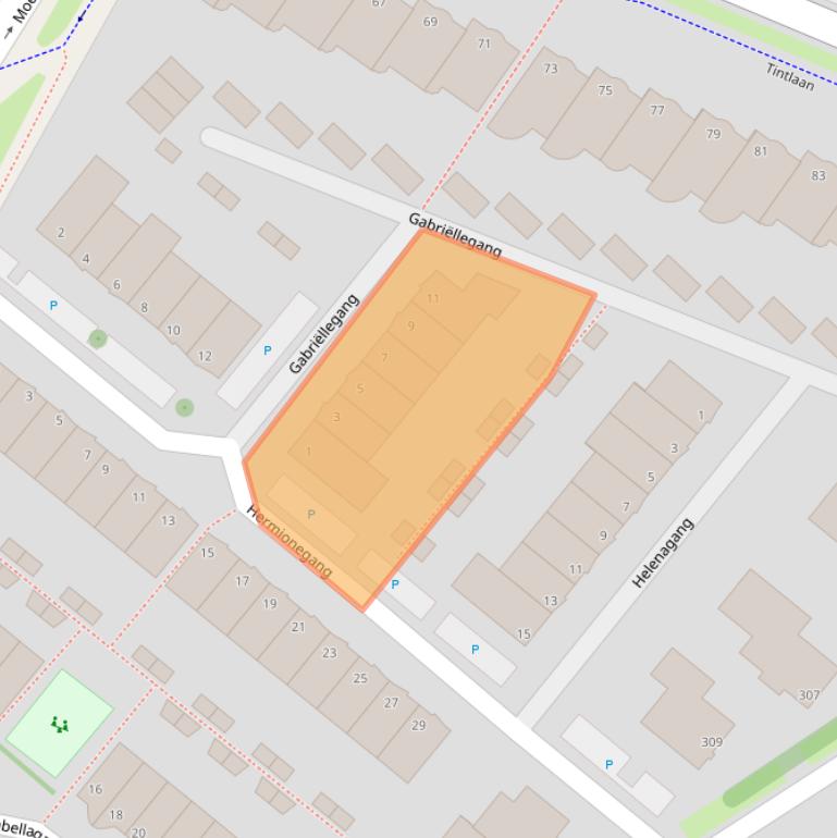 Kaart van postcodegebied 2719AN.