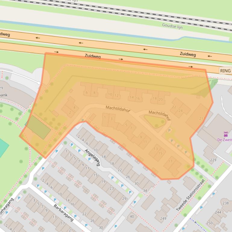 Kaart van postcodegebied 2719AT.