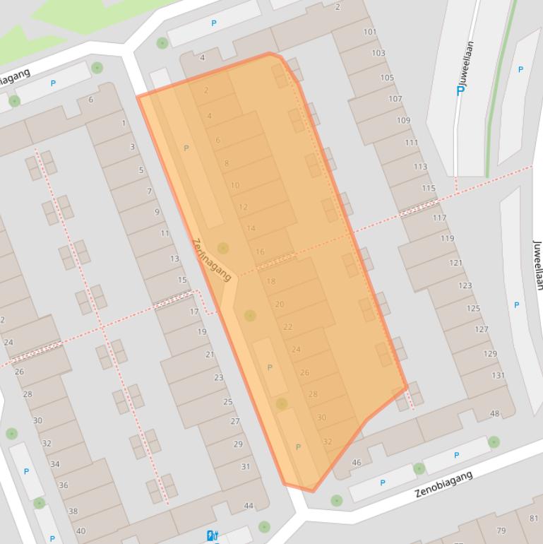 Kaart van postcodegebied 2719BV.