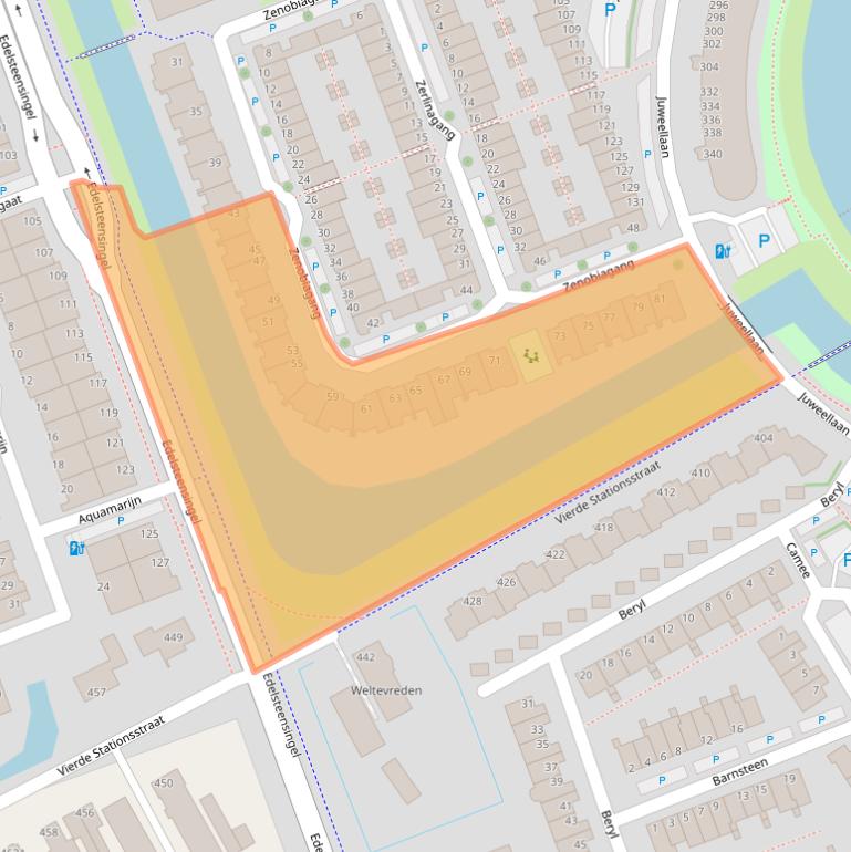Kaart van postcodegebied 2719BX.