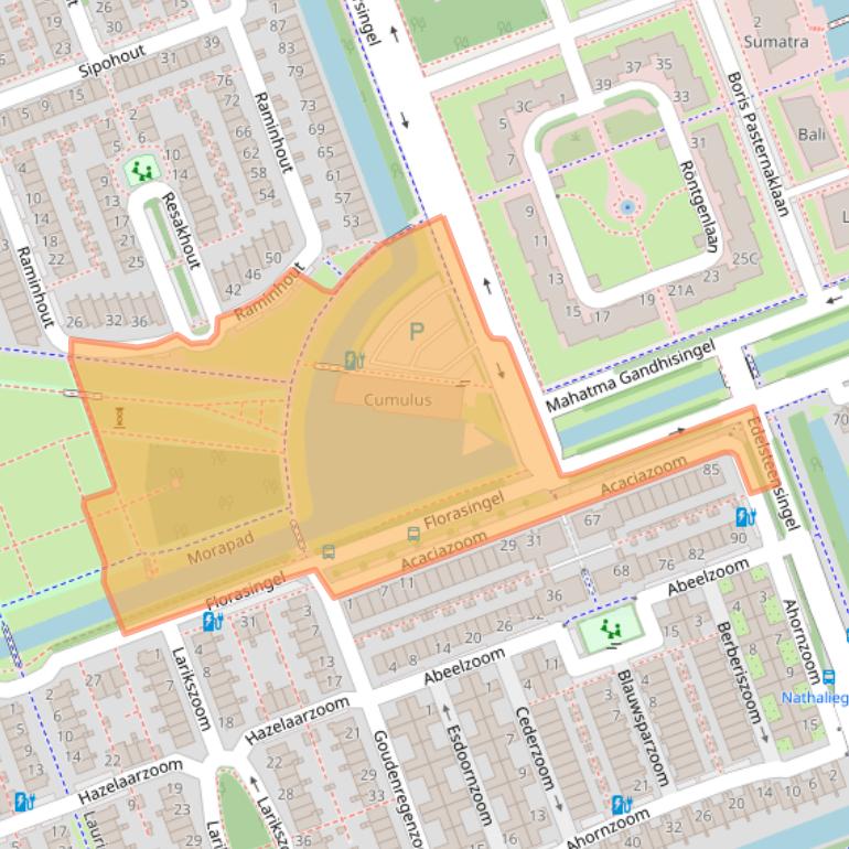 Kaart van postcodegebied 2719DZ.