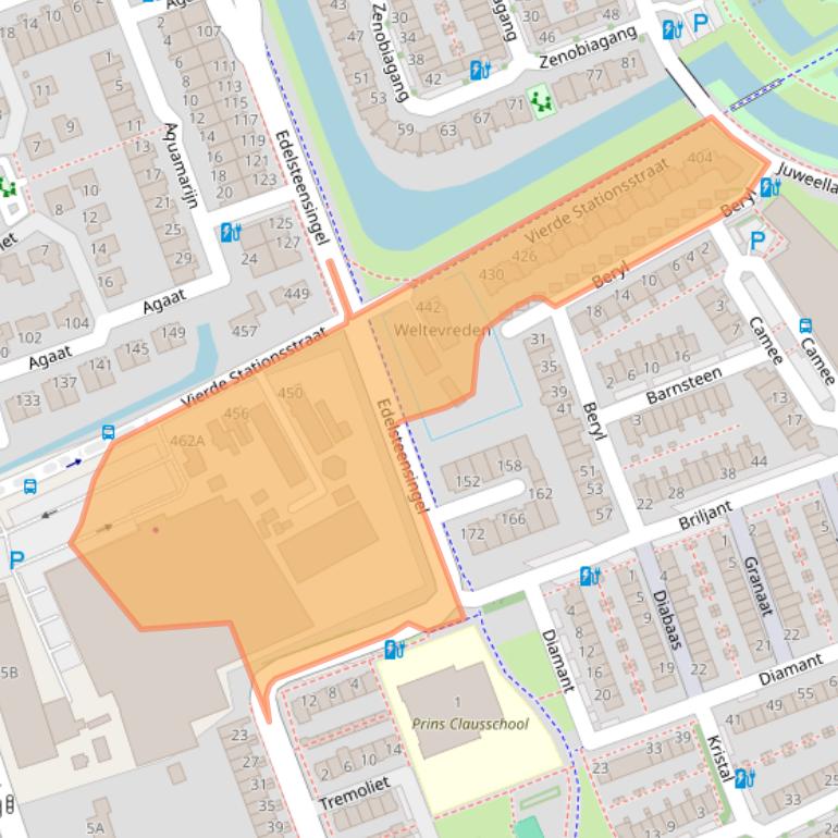 Kaart van postcodegebied 2719RB.