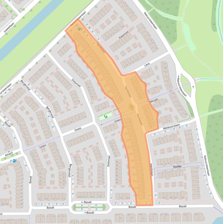 Kaart van postcodegebied 2719TJ.