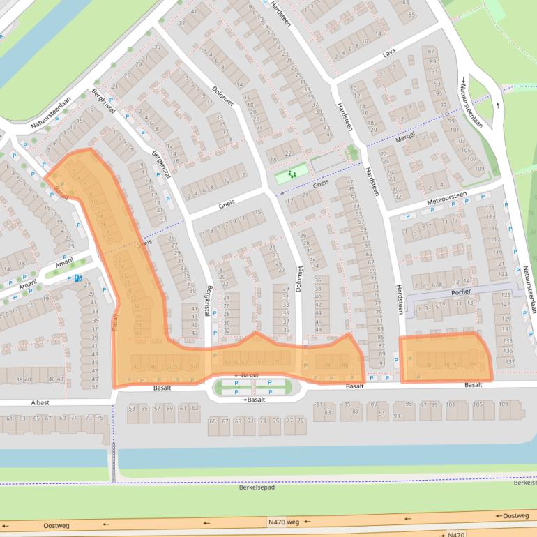 Kaart van postcodegebied 2719TN.