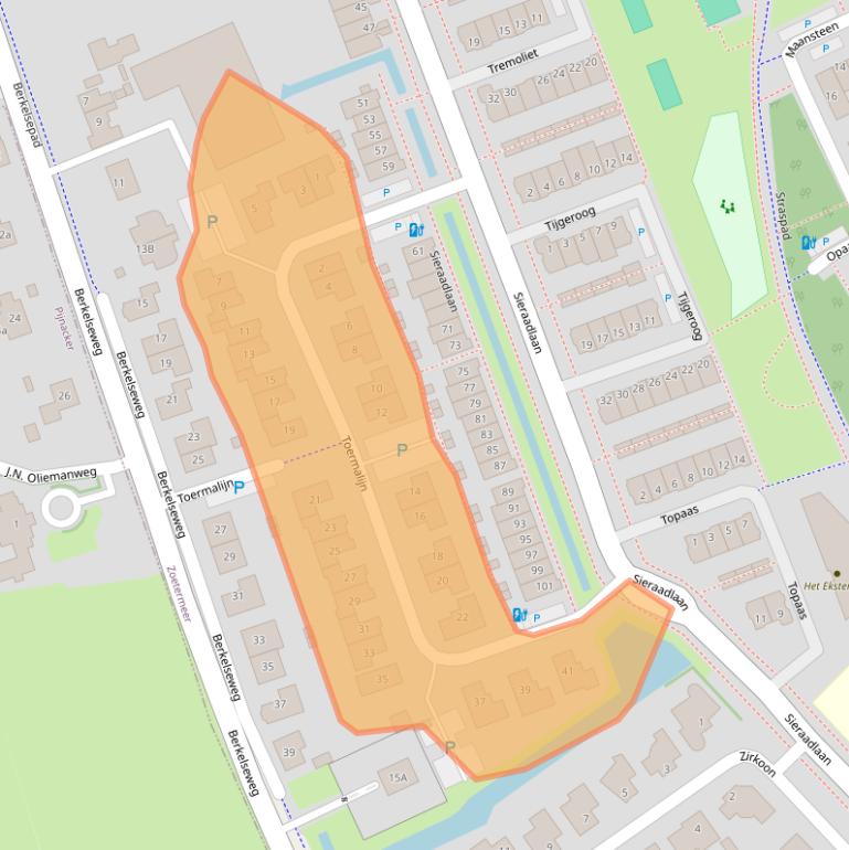 Kaart van postcodegebied 2719VJ.