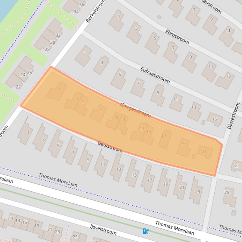Kaart van postcodegebied 2721AS.