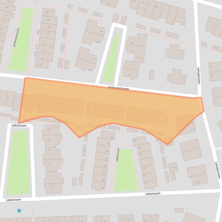 Kaart van postcodegebied 2721BG.