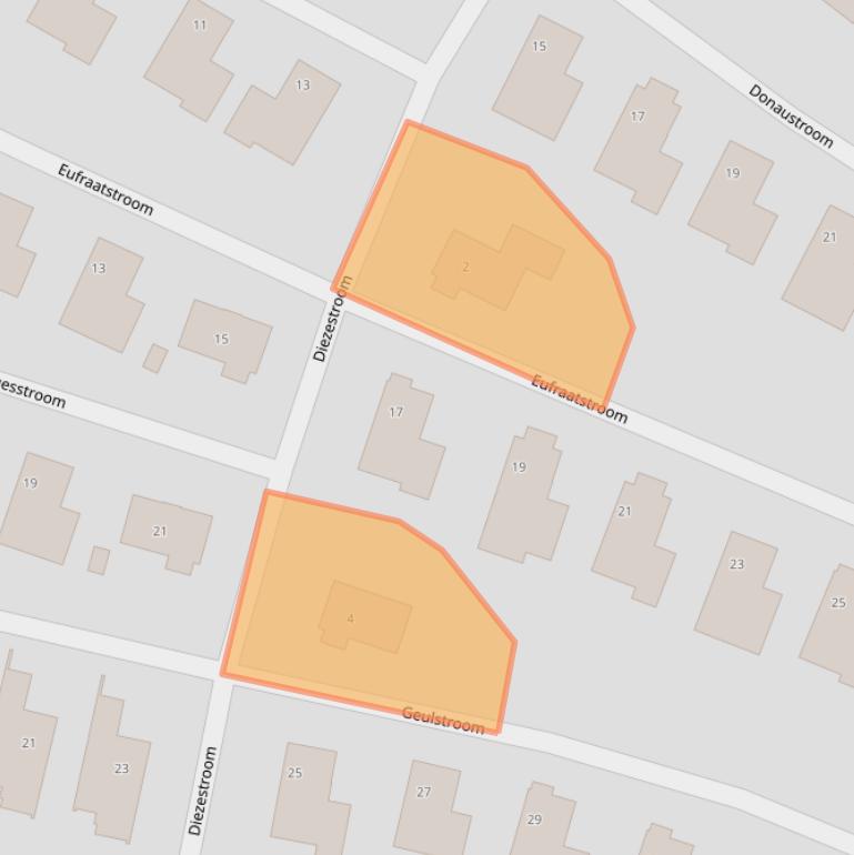 Kaart van postcodegebied 2721BW.