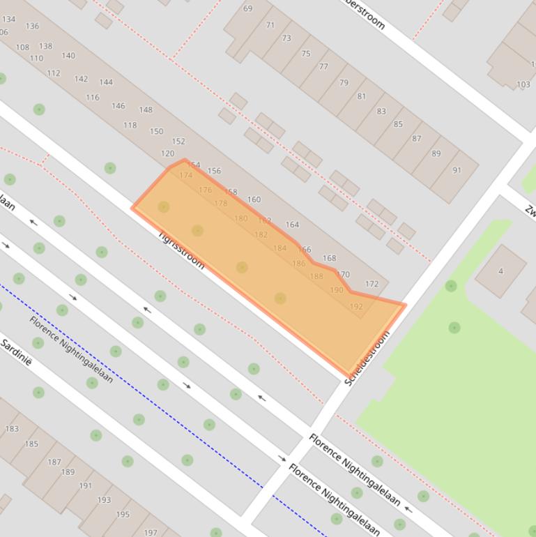 Kaart van postcodegebied 2721CT.