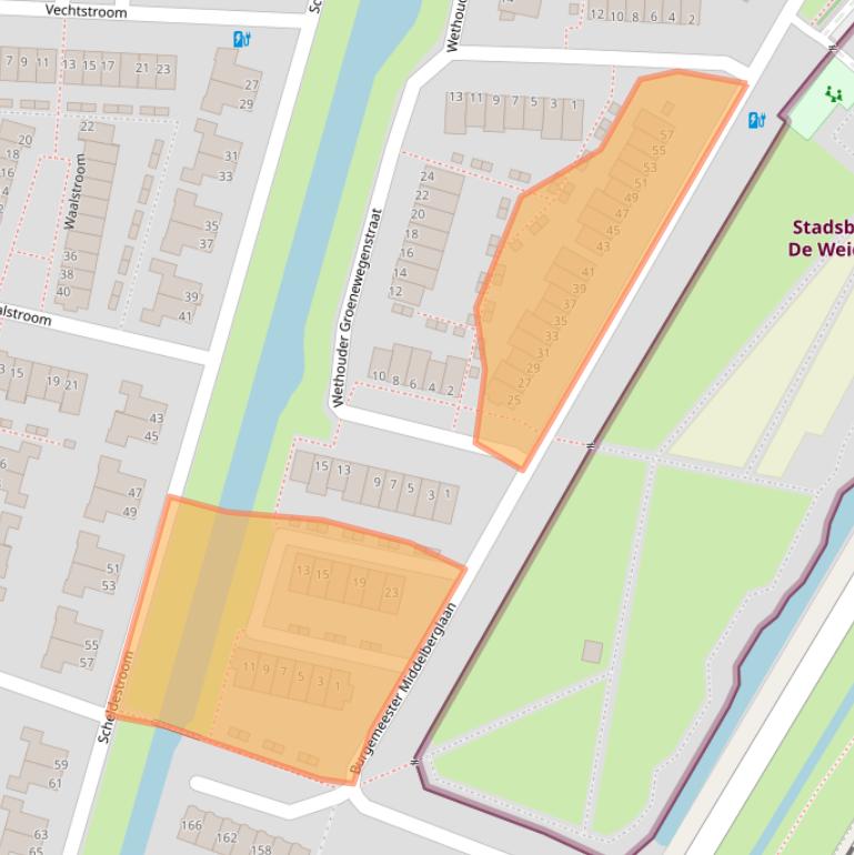Kaart van postcodegebied 2721DW.